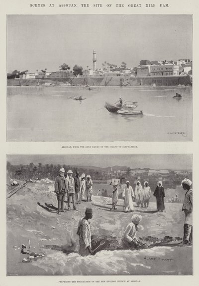 Scenes at Assouan, the Site of the Great Nile Dam by Charles Auguste Loye